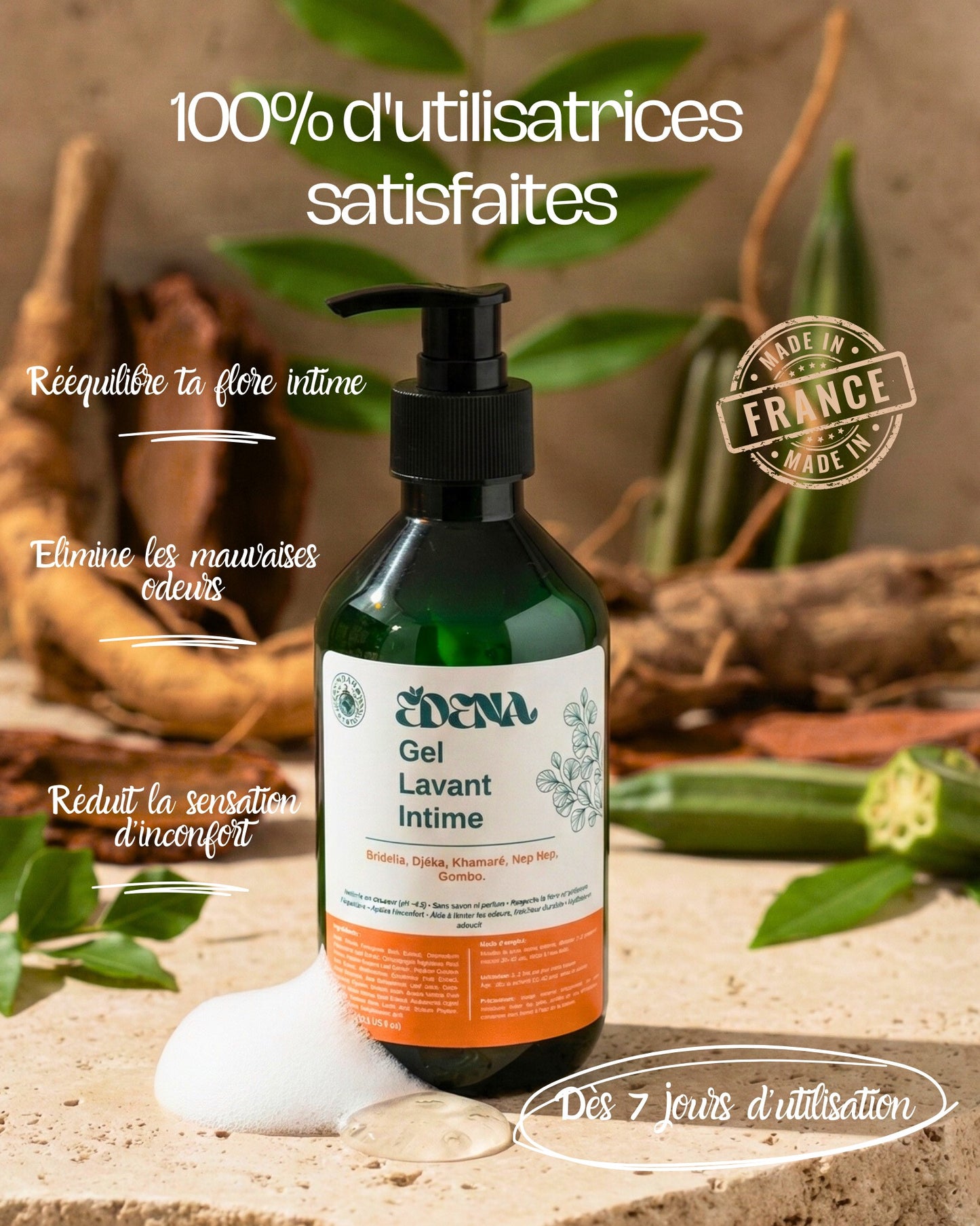 Gel intime doux sans parfum – EDENA (plantes africaines) 300 ml