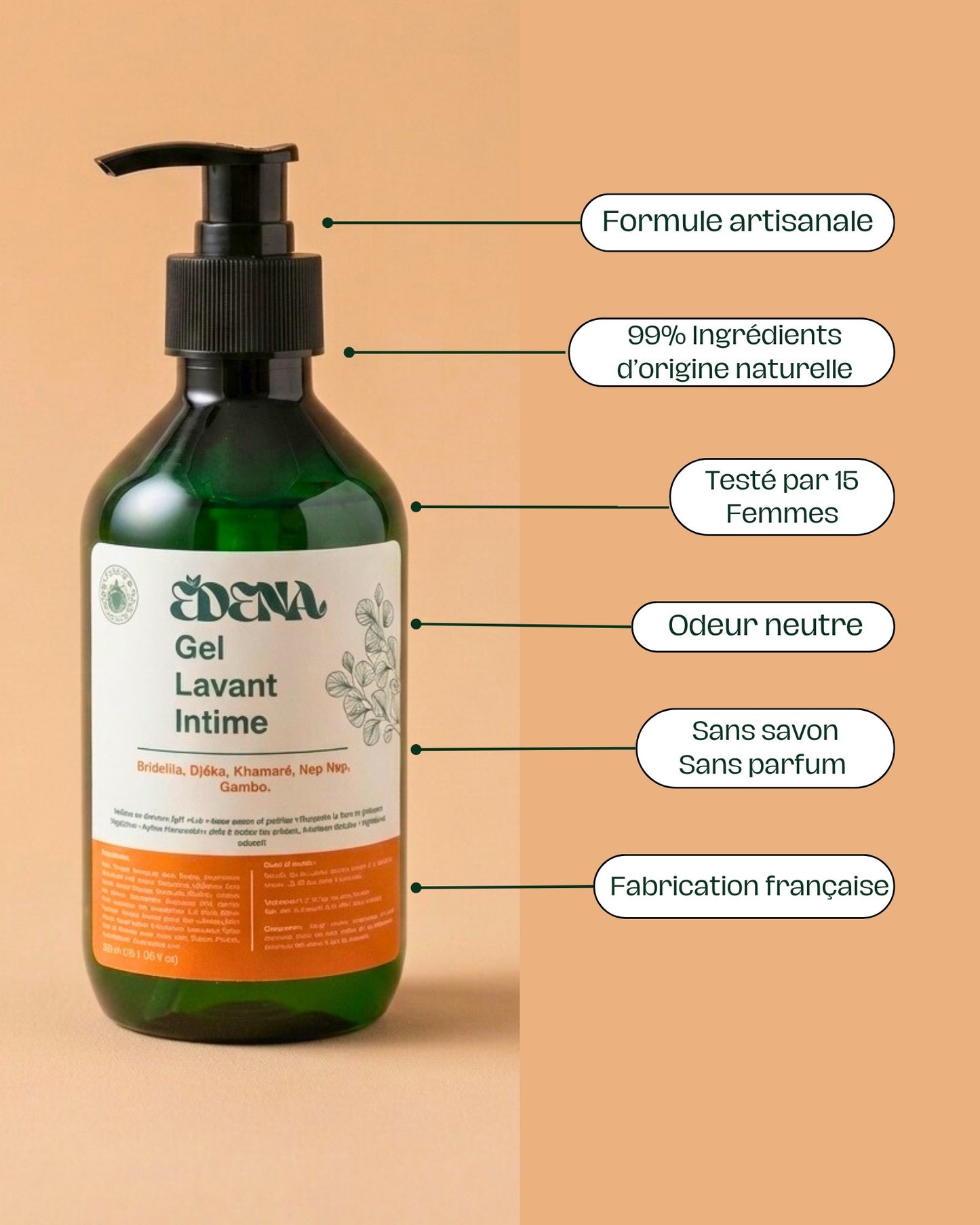 Gel intime doux sans parfum – EDENA (plantes africaines) 300 ml